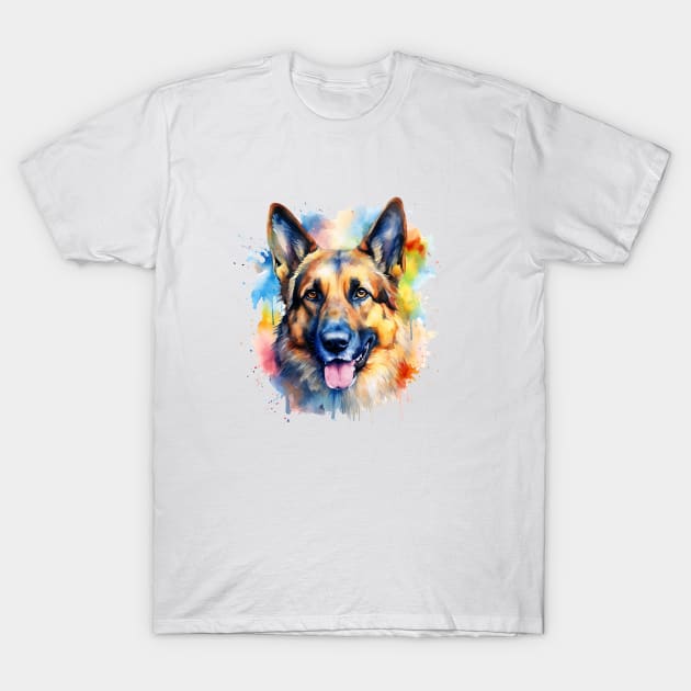 German Shepherd Watercolour T-Shirt by RichieDuprey